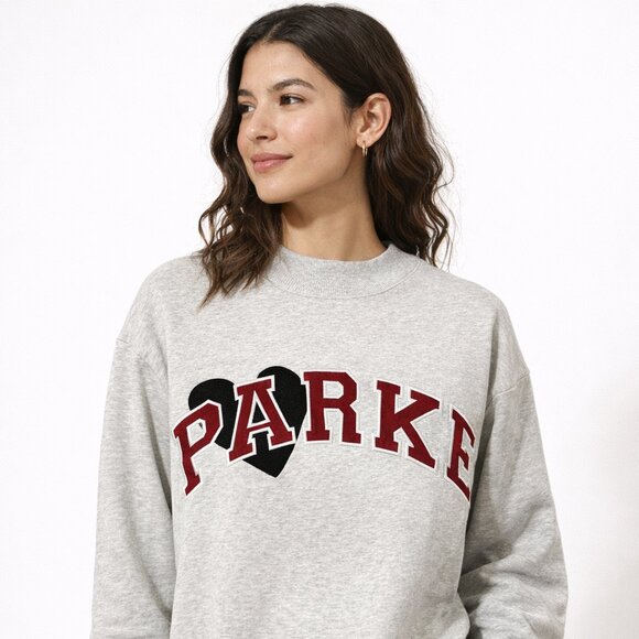 Parke Sweaters - NWT Parke 2026 Valentine’s Day Jean Heart Varsity Mockneck Sweatshirt Size L/XL